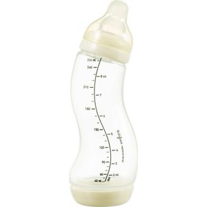 Difrax Baby S-fles 250 ml Natural - Cremewit - 1 Stuk, Baby fles met Anti-Colic, S-Vorm zorgt voor constante stroom