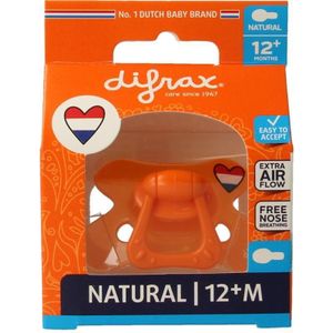 Difrax Fopspeen Oranje - Natural 12+ maanden - Hup Holland Hup