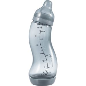 Difrax Baby S-fles 250 ml Natural - Grijs - 1 Stuk, Baby fles met Anti-Colic, S-Vorm zorgt voor constante stroom