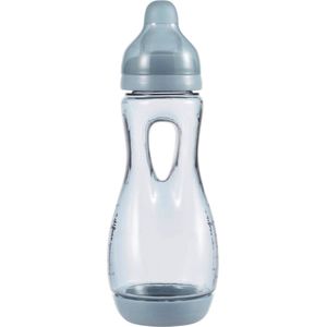 Difrax Handgree Babyfles 240 ml Natural - Grijs - 1 Stuk, Baby fles met Anti-Colic, S-Vorm zorgt voor constante stroom