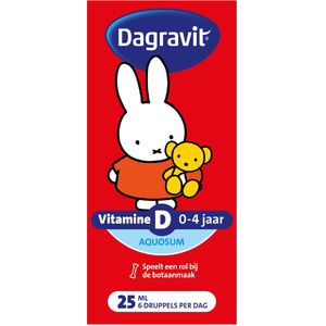 Dagravit Kids Vitamine D Aquosum - Vitamine D speelt een rol bij de botaanmaak - Nijntje - 25 ml