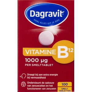 Dagravit Vitamine B12 1000µg - Draagt bij aan extra energie bij vermoeidheid en ondersteunt het functioneren van de zenuwen - 100 smelttabletten