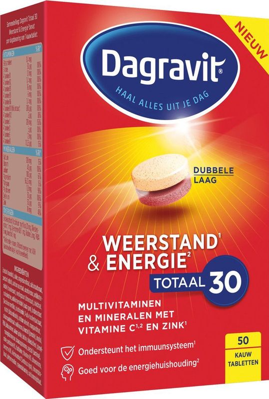 Dagravit Totaal 30 Weerstand & Energie 50 kauwtabletten