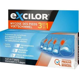 Excilor - Voetschimmelcrème - 3 in 1 - Crème - Behandeling van Schimmelinfecties
