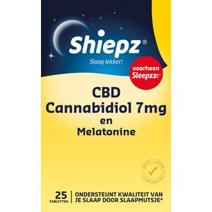 Shiepz CBD Cannabidiol 7mg en Melatonine - Slaapmutsje ondersteunt de kwaliteit van je slaap* - 25 tabletten