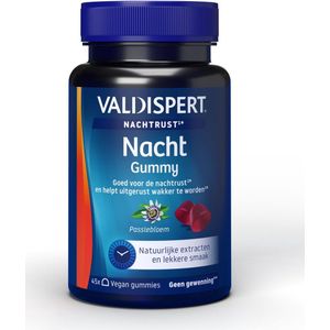 Valdispert Nacht Gummy - Passiebloem is goed voor de nachtrust* en helpt om uitgerust wakker te worden* - 45 gummies
