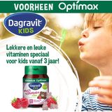 Dagravit Kids Multivitaminen Extra framboos - Vitaminen B12, C en zink, ondesteunen de weerstand - 60 kauwtabletten