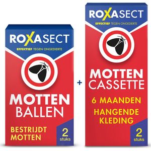 Roxasect Mottenballen 20 stuks & Anti Mottencassette 2 stuks - Insectenbestrijding - Combipack