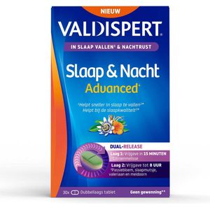 Valdispert Slaap & Nacht Advanced - Citroenmelisse helpt om sneller in slaap te vallen* - 30 dubbellaagse tabletten