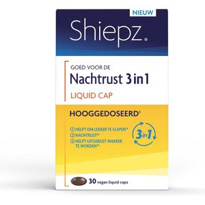 Shiepz Nachtrust 3 in 1 Hooggedoseerd - Slaapformule die op 3 manieren de slaap ondersteunt - 30 vegan liquid caps