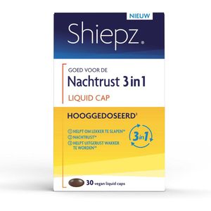 Shiepz Nachtrust 3 in 1 Hooggedoseerd - Slaapformule die op 3 manieren de slaap ondersteunt - 30 vegan liquid caps