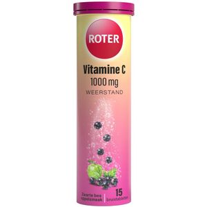Roter - Vitamine C 1000 mg - Bruistabletten - Suikervrij - Vegan - Frisse Zwarte Bes-Appelsmaak - 15 Stuks