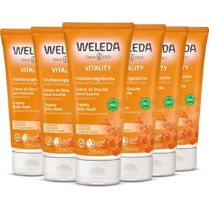 WELEDA Vitality Douchecrème - 6 x 200ml - Duindoorn - Voordeelverpakking