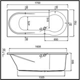 Inbouw duo ligbad wisa new fontana 170x75x50 cm wit