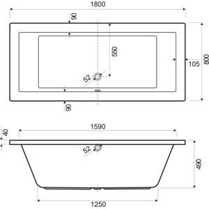 Blinq Agena ligbad 180x80cm