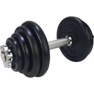 Tunturi Gewichten Gietijzer totaal 15kg - Halterset met schroefsluiting - Dumbbell Set - 1 Halterstang - 30mm - Incl. gratis fitness app