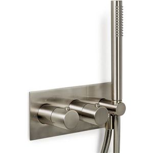 Blue Label Brondby Inbouw Thermostaat Met 2-weg Omstel - Geborsteld Nikkel PVD - Kranen - Badkranen - Inbouw Badkranen - 8711802000762