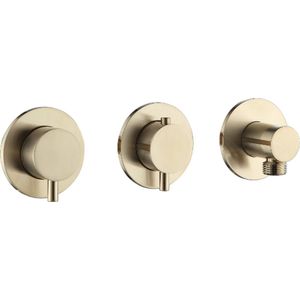 Blue Label Brondby Inbouwthermostaat 3-weg Zonder Aansluitbocht - Geborsteld Goud PVD - Kranen - Badkranen - Inbouw Badkranen - 8711802001042