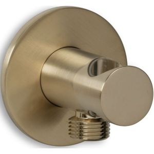 Blue Label Brondby Aansluitbocht Met Wandhouder Voor 3-weg - Geborsteld Goud PVD - Kranen - Douchekranen - Douchekophouders & Uitlaten - 8711802001066