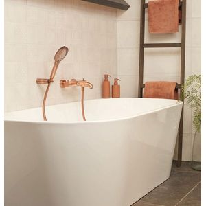 Ligbad - Zitbad - Blue Rasmus Back To Wall bad - Acryl - Sifon Glans Wit - 180 x 80 cm - 230 L