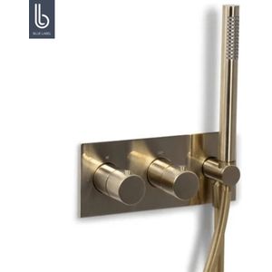 Blue Label Brondby inbouw thermostaat met 2 stopkranen en douchegarnituur - geborsteld goud PVD