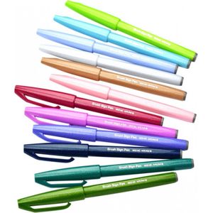 Brushpen Pentel Sign SES15C etui à 12 pastelkleuren