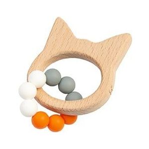 Happy Horse Dikkie Dik Houten Bijtring met siliconen kralen - Oranje - Baby cadeau