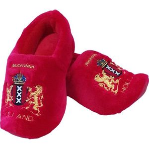 Elcee-Haly - Hollandse Klomp Sloffen – Rood – Wapen Amsterdam – Warme Sloffen - Maat 40/41