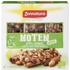 Zonnatura Noten appel kaneel reep 25 gram 3 stuks