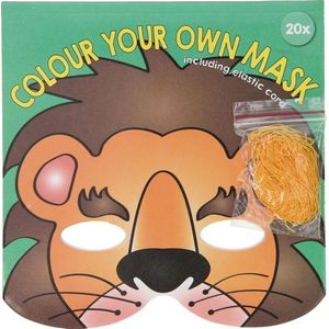 KLEUR JE EIGEN MASKER - KLEUREN - 20 STUKS - FEESTARTIKELEN