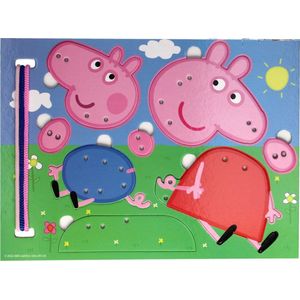 Wins Holland - Rijgveterpuzzel - Peppa Pig - Houten - Inclusief Rijgkoorden