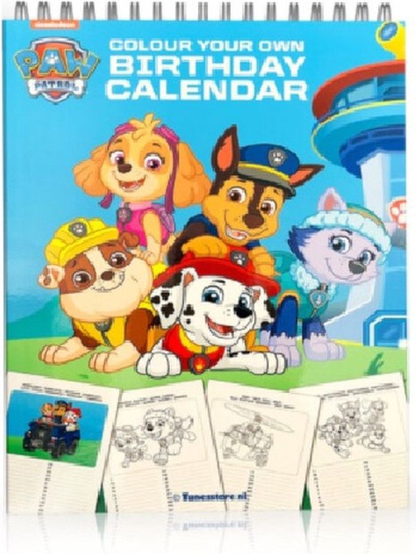 Paw Patrol  - Kalender -  Verjaardagskalender - Kleur je Eigen Paw Patrol