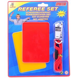 Scheidsrechterset, voetbalscheidsrechter kaartenset met rood gele kaart, portemonnee scorebladen, scheidsrechter fluitje, muntenplukken, scheidsrechter uitrusting voor voetbalwedstrijd, voor school