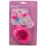 John Toy Baby Rose 4-delige Verzorgset Op Kaart roze Johntoy Poppenverzorgingsproduct