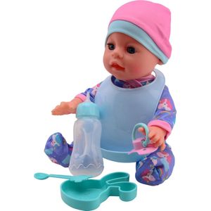 John Toy Baby Rose drink- en plaspop 30cm, 2 assorti roze Kunststof Johntoy Pop