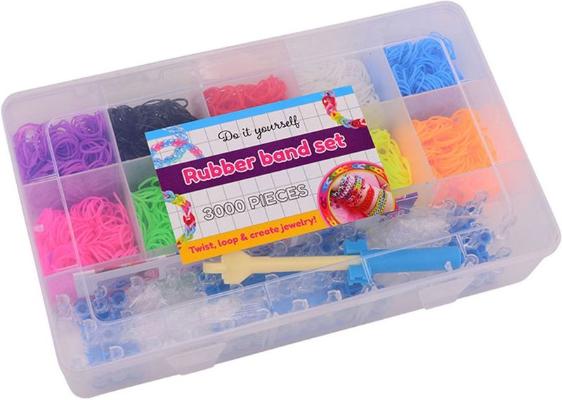 3000 Loom Bandjes Set - Opbergdoos - 3000dlg - Extra Stevig Loombord met Loom Elastiekjes