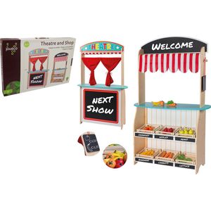 UMU® IJssalon voor kinderen van hout - ijssalon incl. keukenaccessoires (ijs, ijsscheppen, ijswafels enz.), kinderkeuken winkelwinkel & accessoires voor rollenspel, houten speelgoed voor kinderen