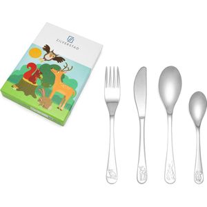 Zilverstad - Kinderbestek 4-delig Bosdieren RVS 18/10