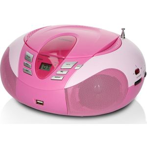 Lenco SCD-37 - Draagbare radio CD speler met MP3 optie en USB - Roze