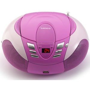 Lenco SCD-37 USB Pink Portable FM Radio CD and USB player Pink - SCD-37 USBPINK