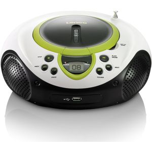 Lenco SCD-38 - Draagbare radio CD speler met USB aansluiting - Wit/Groen