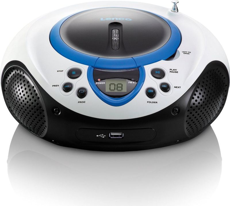 Lenco - SCD-38 - Draagbare FM Radio CD Speler - Blauw - USB Aansluiting
