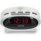 iCES ICR-210 Horlogeradio 2X wektijden, sluimerfunctie, slaaptimer, wit