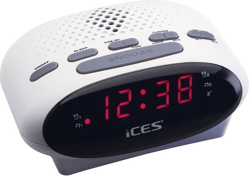 Ices - ICR-210 - Wekkerradio - Wit - Compacte FM Wekkerradio