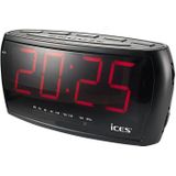 Ices - ICR-230 - FM Wekkerradio - Zwart - Ingebouwde Luidspreker - LED-Scherm