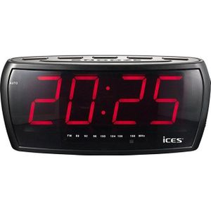 Ices - ICR-230 - FM Wekkerradio - Zwart - Ingebouwde Luidspreker - LED-Scherm