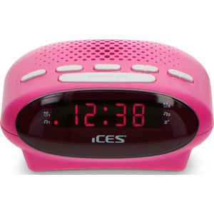 Ices ICR-210 Wekkerradio (2X Wektijden, Sluimerfunctie, Slaaptimer) Roze