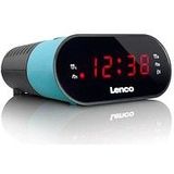 Lenco CR-07 wekkerradio met FM-tuner en LED-display, 2 wektijd, dubbel alarm, sluimerfunctie blauw/wit/roze zwart/normaal blauw