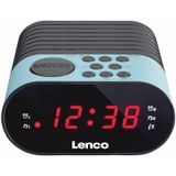 Lenco CR-07 wekkerradio met FM-tuner en led-display, 2 wektijden, dubbel alarm, snooze-functie, blauw/wit/roze, zwart/blauw, normaal