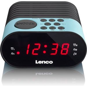 Lenco CR-07 Wekkerradio met FM-tuner en led-display, 2 wektijden, dubbel alarm, sluimerfunctie, blauw/wit/roze, zwart/blauw, normaal